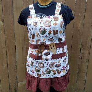Coffee and Donuts Ruffle Handmade Kitchen Art Apron